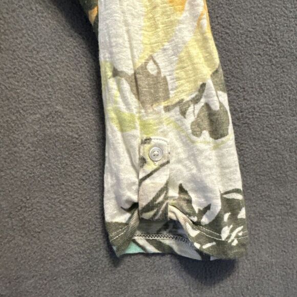 Chico's 100% Linen Floral V-Neck 3/4 Sleeve Shirt Size 3 (XL) Tropical Vacation - Picture 4 of 9